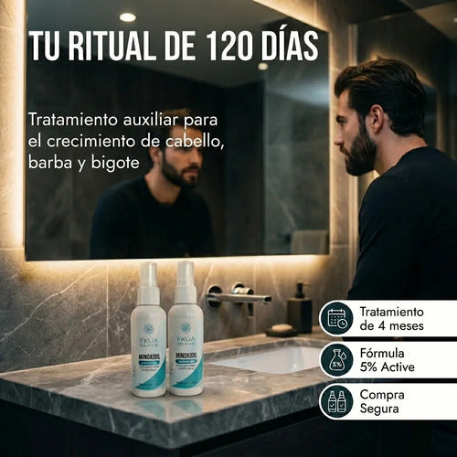 Minoxidil 5% Ekua Balance Tratamiento Auxiliar Capilar 120 ml pack de 2