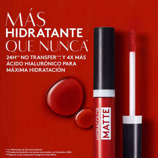 Labial Líquido Hidracolor Matte - Rojo Carmín Ésika 6ml