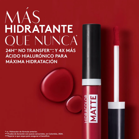 Labial Líquido Hidracolor Matte - Rojo Vibrante Ésika 6ml