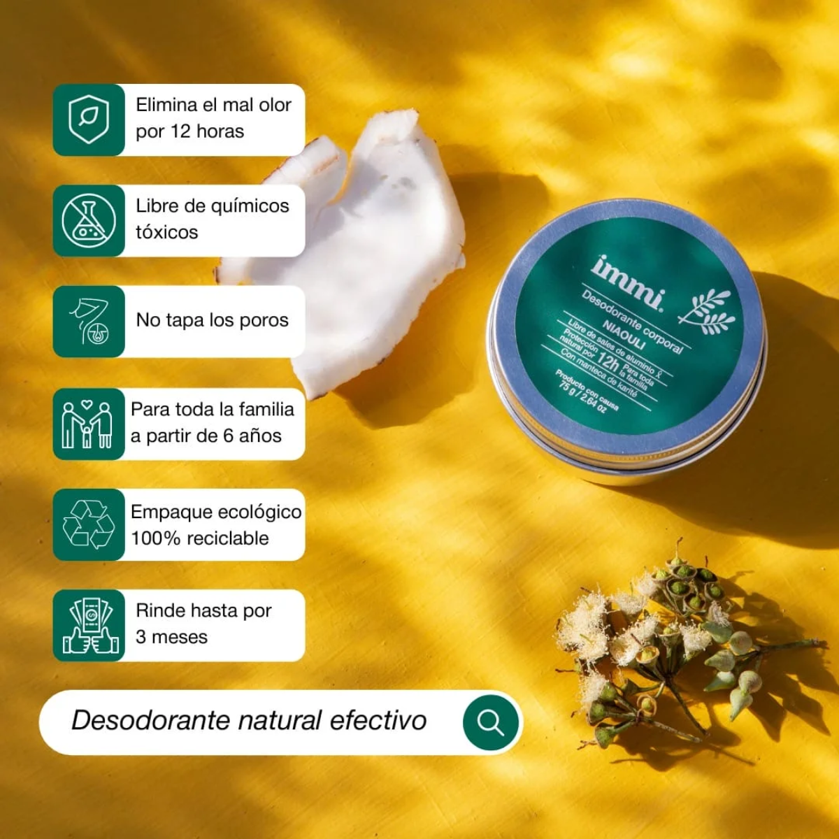 Desodorante Natural para Axilas Niaouli Immi 75 g