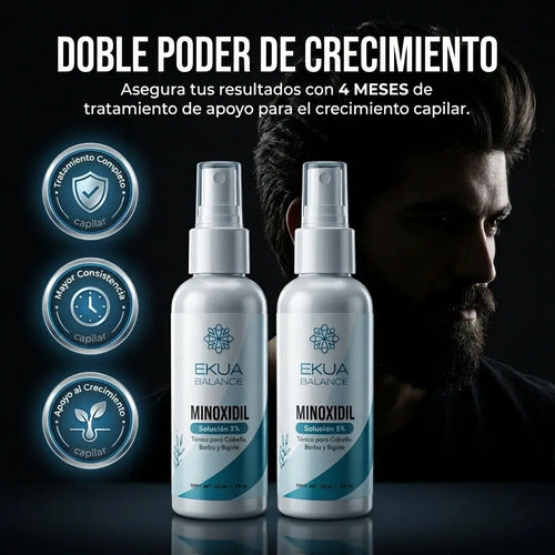 Minoxidil 5% Ekua Balance Tratamiento Auxiliar Capilar 120 ml pack de 2